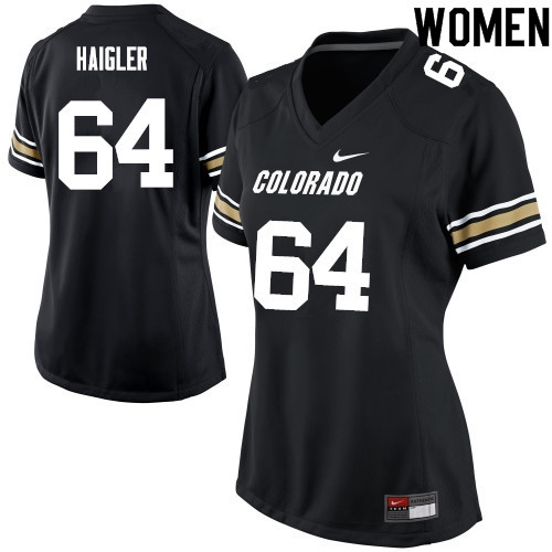 Women #64 Aaron Haigler Colorado Buffaloes College Football Jerseys Sale-Black - Click Image to Close